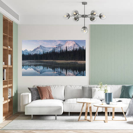 Canvas Print Lake Surface Water Forests Snowy Mountains 100x80 cm