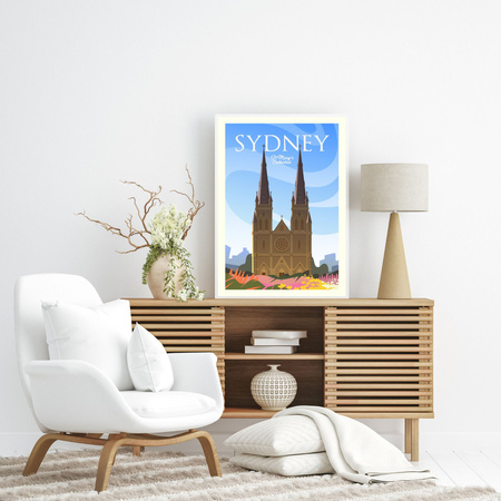 Sydney City poster 40X50 cm + gold frame
