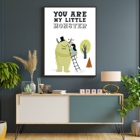 Children's poster You are my little monster 40X50 cm + gray stone frame