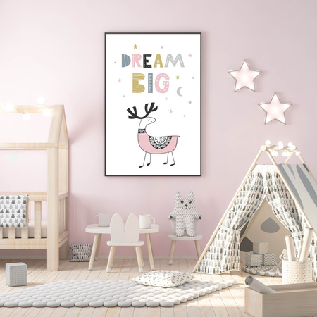 Poster Children's Dream big 40X50 cm + gold frame
