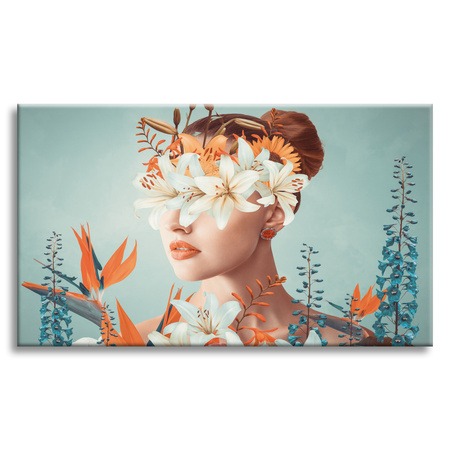 Canvas Print Flowers Nature Girl Bun Art 120x80 cm