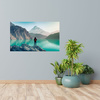 Canvas Print Mountain Climbing Lake Nature Landscape 100x80 cm