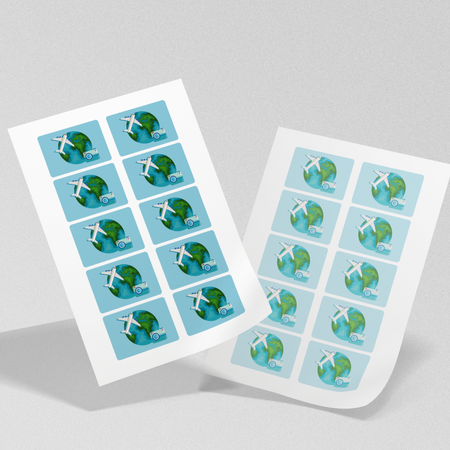 STICKERS with LOGO Rectangular with print Waterproof Text Photo 70x47 mm