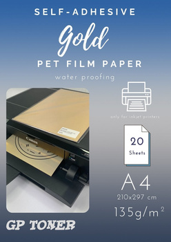Self-adhesive waterproof paper golden PET A4 PAP-CSF010