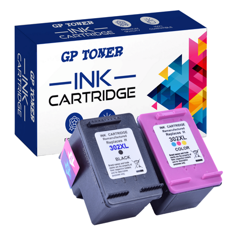 2x Ink Cartridge for HP 302XL DeskJet 1110 2130 3630 4520 3830 - GP-H302XLBK+CMY Set