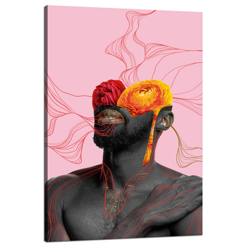 Canvas Print Black Man Flowers Nature 80x120 cm