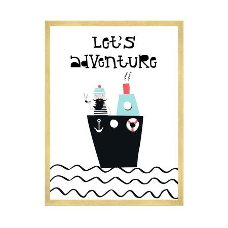 Children's poster Let's adventure 40X50 cm + gold frame