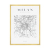 Poster Milan city map square 40X50 cm + gold frame