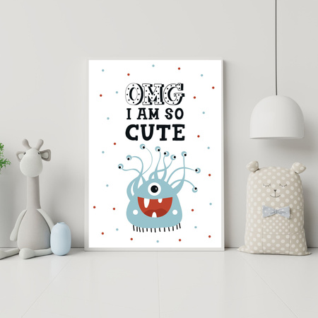 Children's poster OMG I am so cute_2 50X70 cm + silver frame