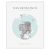 Poster San Francisco city map circle 40X50 cm + gold frame