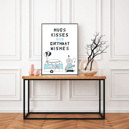 Hugs kisses Birthday Poster 30X40 cm + black frame