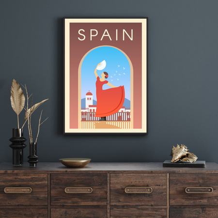 Poster Cities of Spain 40X50 cm + gold frame