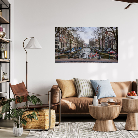 Canvas Print Bikes on the Amsterdam Bridge 100x80 cm