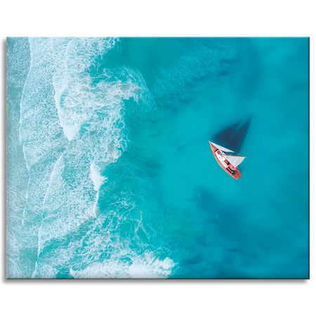 Canvas Print Sailboat on Water Waves 100x80 cm