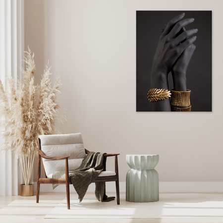 Canvas Print Black Hands Gold Ornaments Art 80x120 cm