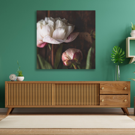 Canvas Print White Flower Nature Vintage Retro 90x90