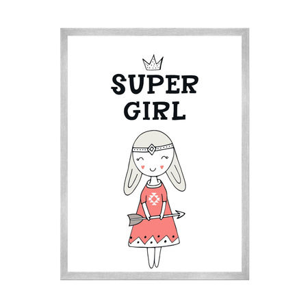 Children's Super girl poster 40X50 cm + silver frame