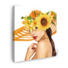 Canvas Print Summer Woman Beauty Hat Flowers 90X90 cm
