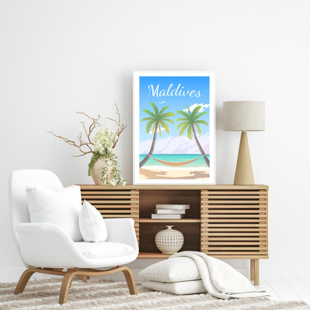 Maldives countries poster 40X50 cm + gold frame