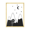 Poster Children's Mountains and Moon 40X50 cm + gold frame