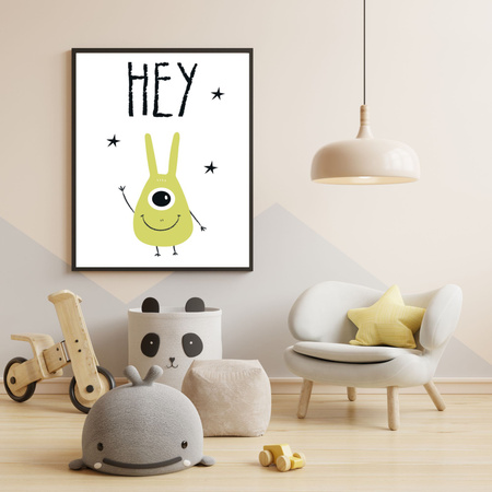 Children's Hey poster 40X50 cm + gold frame
