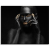 Canvas Print Black Woman Golden Lips and Eyes 100x80 cm