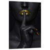 Canvas Print Black Woman Silence Golden Lips 80x120 cm