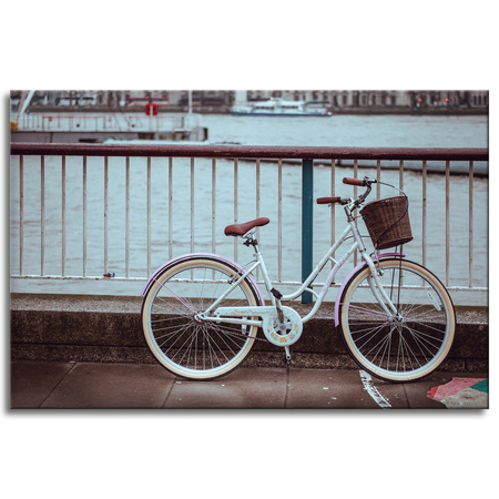 Canvas Print Vintage Bike in the City by the Bridge 90x60