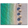 Canvas Print Shore Waves Calm Straw Umbrellas 100x80 cm