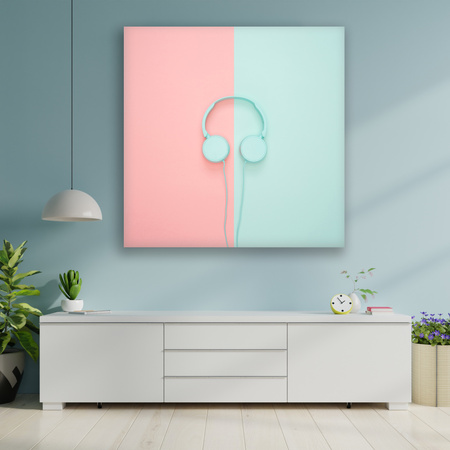 Canvas Print Music Headphones Two-Color 90x90