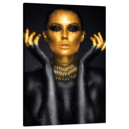 Canvas Print Woman Golden Face and Fingers 80x120 cm