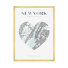 Poster New York city map heart 40X50 cm + gold frame