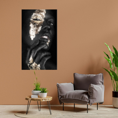Canvas Print Black Woman Face Gold Elements 80x100 cm