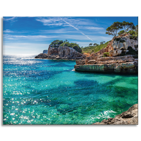 Canvas Print Landscape Rocks Water Trees Sun 100x80 cm