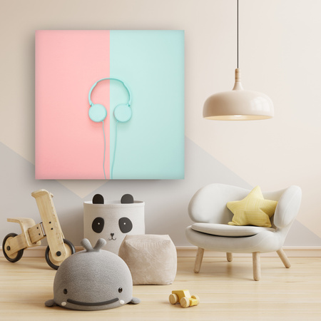 Canvas Print Music Headphones Two-Color 90x90