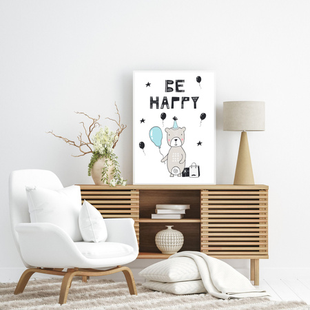 Be happy Birthday Poster 30X40 cm + amaranth frame