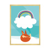 Children's fox rainbow poster 21X29.7 cm + gold frame