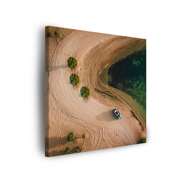 Canvas Print Car Sand Trees Water Summer 90x90