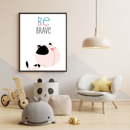 Children's poster Kitten be brave 24X30 cm + green frame