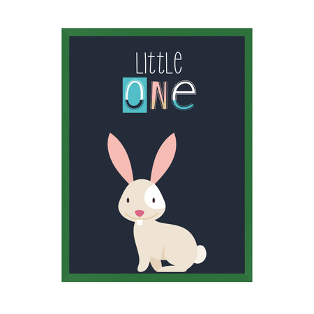 Children's poster Little One Bunny 24X30 cm + green frame