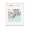 Poster Singapore city map square 40X50 cm + gold frame