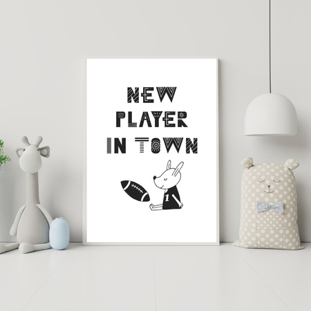 Children's poster New player in town 40X50 cm + gold frame