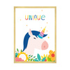 Children's Unicorn poster 24X30 cm + gold frame