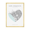 Poster Los Angeles city map heart 40X50 cm + gold frame