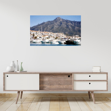 Canvas Print Boats Summer Monaco Mountain 100x80 cm