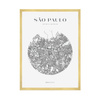 Poster Map of Sao Paulo city circle 40X50 cm + gold frame