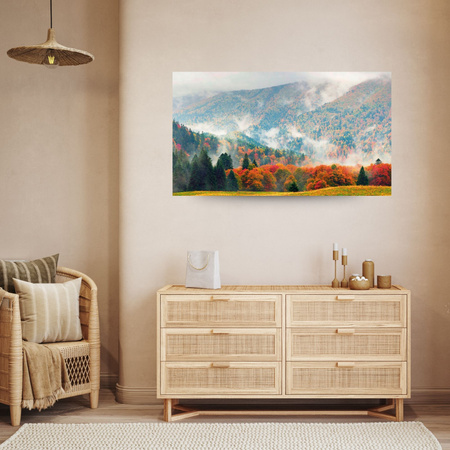 Canvas Print Mountain Forests Meadows Clouds Nature 100x80 cm