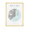 Poster Miami city map circle 40X50 cm + gold frame