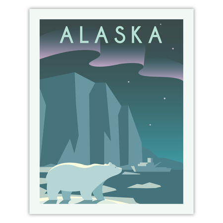 Alaska Cities poster 40X50 cm + gold frame