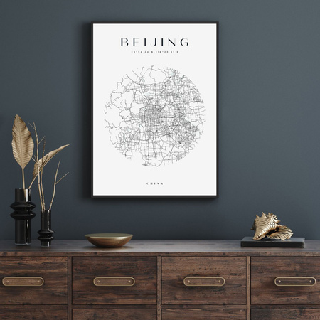 Poster Beijing city map circle 40X50 cm + gold frame